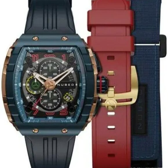 Nubeo Men's 48mm Magellan Chronograph Limited Edition Watch with Rubber Straps - Picture 12 of 14